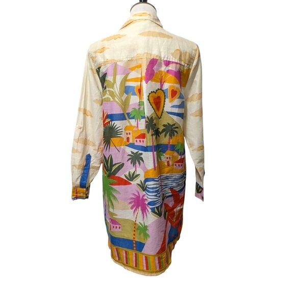 True Destinations Womens Size XS NWT Flaw Tropical Palm Scene Tunic Coverup Top - Picture 3 of 12